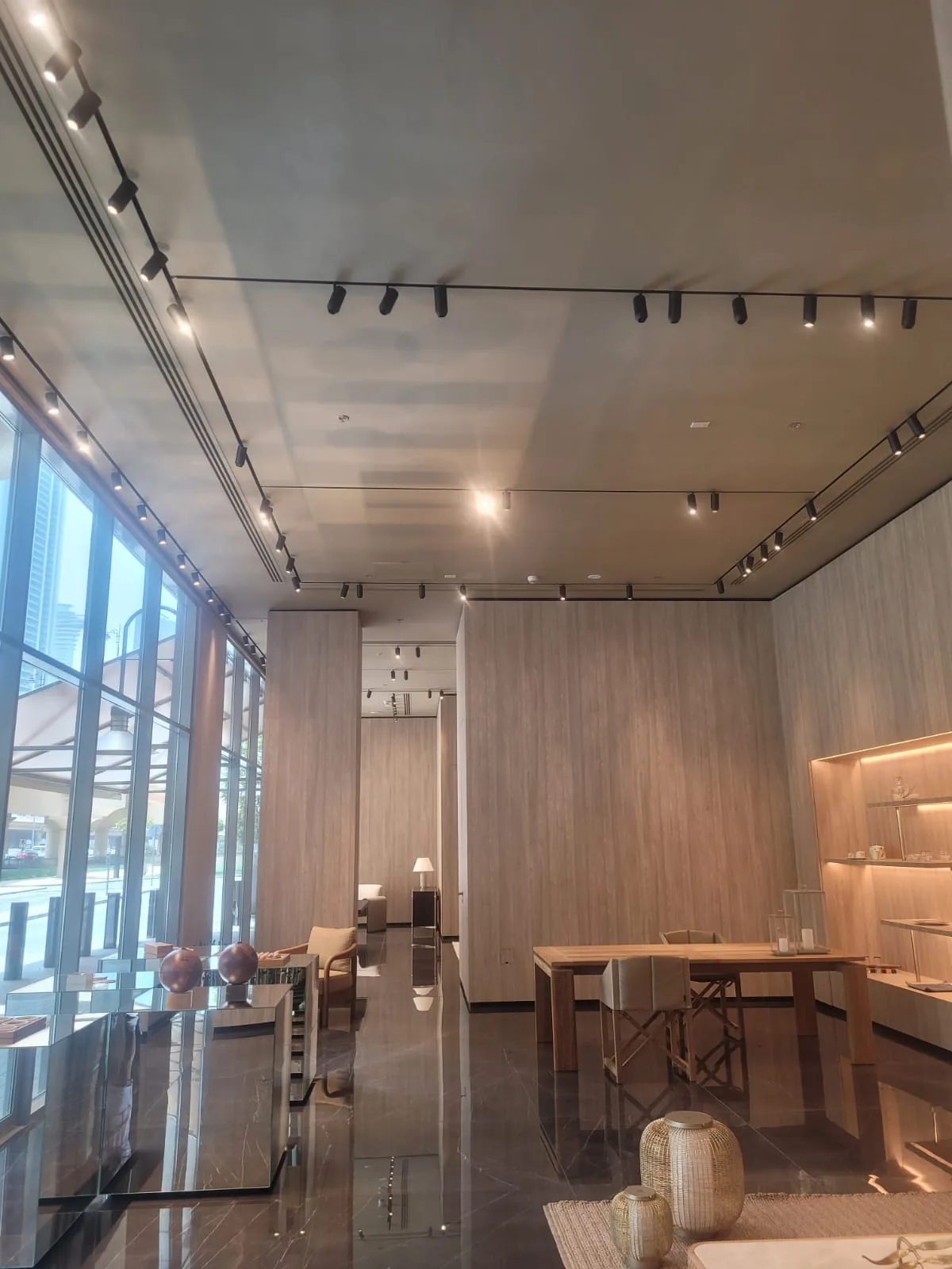 Luxury showroom interior with bespoke ceiling application