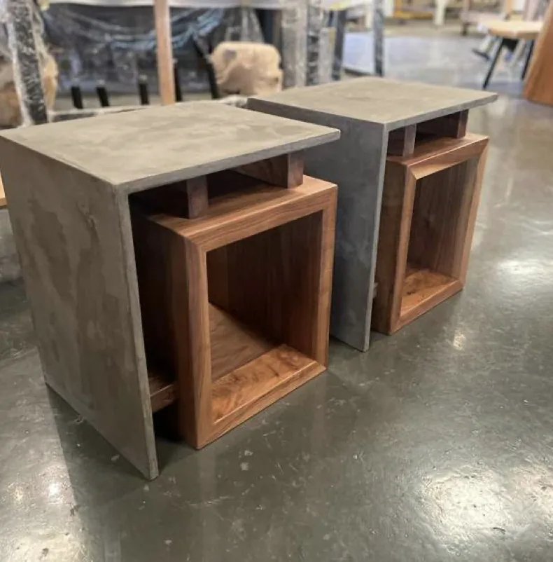 Concrete and timber side tables