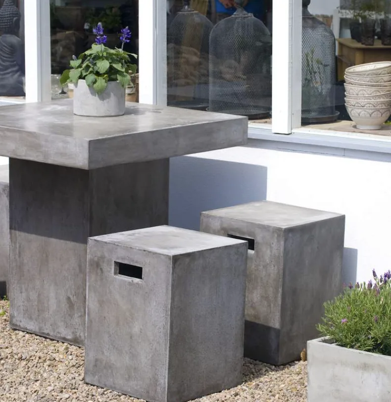 Concrete table and stools