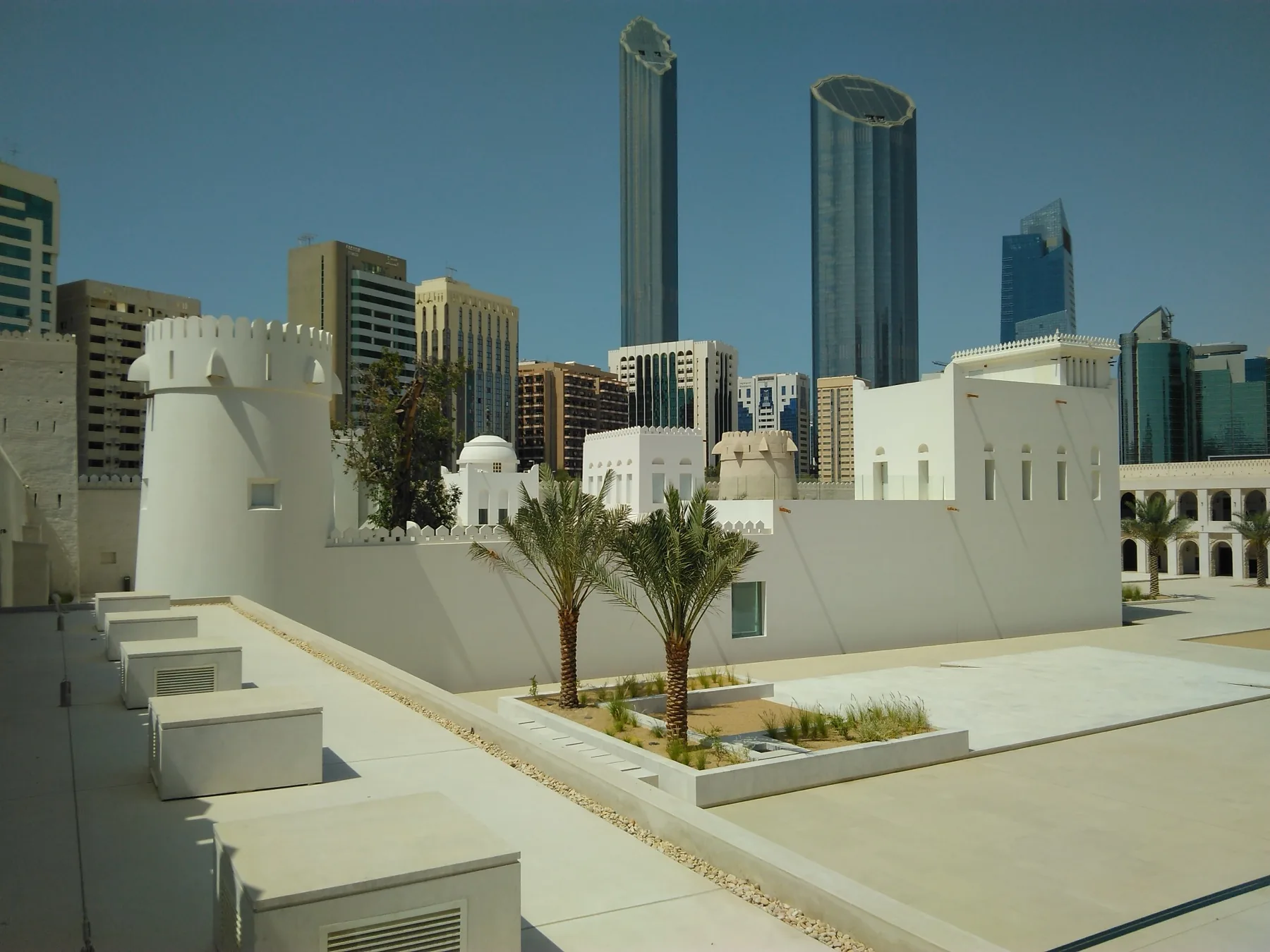 Qasr Al Hosn historic fort and Abu Dhabi skyline